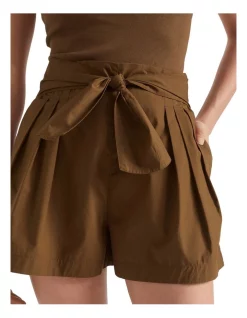 Discount ⭐ Seed Heritage Poplin Tie Front Short In Brown 😍 -shorts-casual Sales Store unnamed file 1019