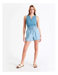 Hot Sale 😀 Grab Denim Organic Cotton Chambray Short In Blue 🔔