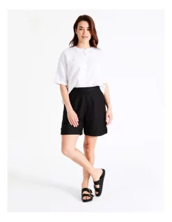 Hot Sale ✔️ Regatta European Linen Blend Elastic Back Short With Pockets In Charcoal Black Crossdye ✔️ -shorts-casual Sales Store unnamed file 1189