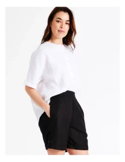 Hot Sale ✔️ Regatta European Linen Blend Elastic Back Short With Pockets In Charcoal Black Crossdye ✔️ -shorts-casual Sales Store unnamed file 1190