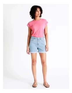 Cheap ⭐ Grab Denim Recycled Blend Cuffed Denim Short In Tidal Blue 🤩 -shorts-casual Sales Store unnamed file 129