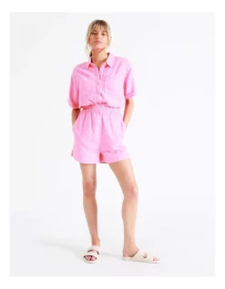 Best deal ❤️ ONLY Caro Linen Blend Shorts In Sachet Pink 😀