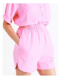 Best deal ❤️ ONLY Caro Linen Blend Shorts In Sachet Pink 😀 -shorts-casual Sales Store unnamed file 133