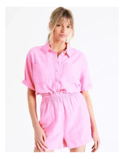 Best deal ❤️ ONLY Caro Linen Blend Shorts In Sachet Pink 😀 -shorts-casual Sales Store unnamed file 134