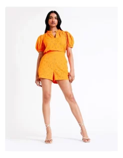 Coupon 🎁 Basque Cotton Broderie Short In Orange 🧨