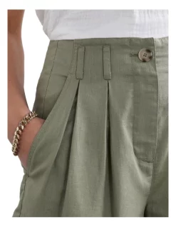 Deals 🥰 French Connection Linen Pleat Front Short In Sage 🧨 -shorts-casual Sales Store unnamed file 1463