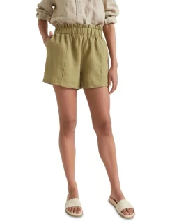 Discount 😀 Seed Heritage Core Linen Paperbag Short In Deep Bronze ✨