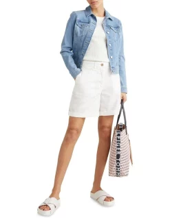 Best Pirce ✨ Tommy Hilfiger Cotton Tencel Chino Regular Waist Short In White ✔️