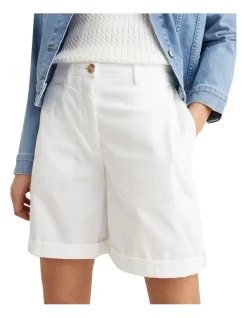 Best Pirce ✨ Tommy Hilfiger Cotton Tencel Chino Regular Waist Short In White ✔️ -shorts-casual Sales Store unnamed file 1489