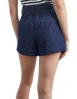 New ⌛ French Connection Utility Pleat Front Short In Rinse 😉 -shorts-casual Sales Store unnamed file 1559