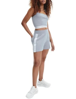 Outlet 🔔 Calvin Klein 👖 Jeans Side Logo Tape Shorts In Silver ⭐