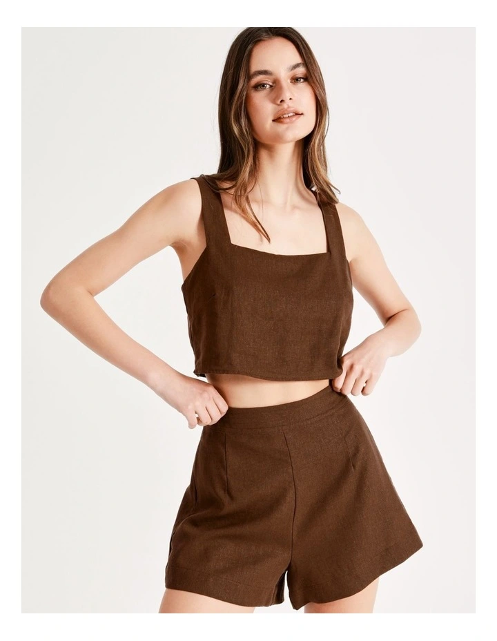 Budget βοΈ Miss Shop Linen Tailored Short In Dark Brown π 4 Budget βοΈ Miss Shop Linen Tailored Short In Dark Brown π - Image 2