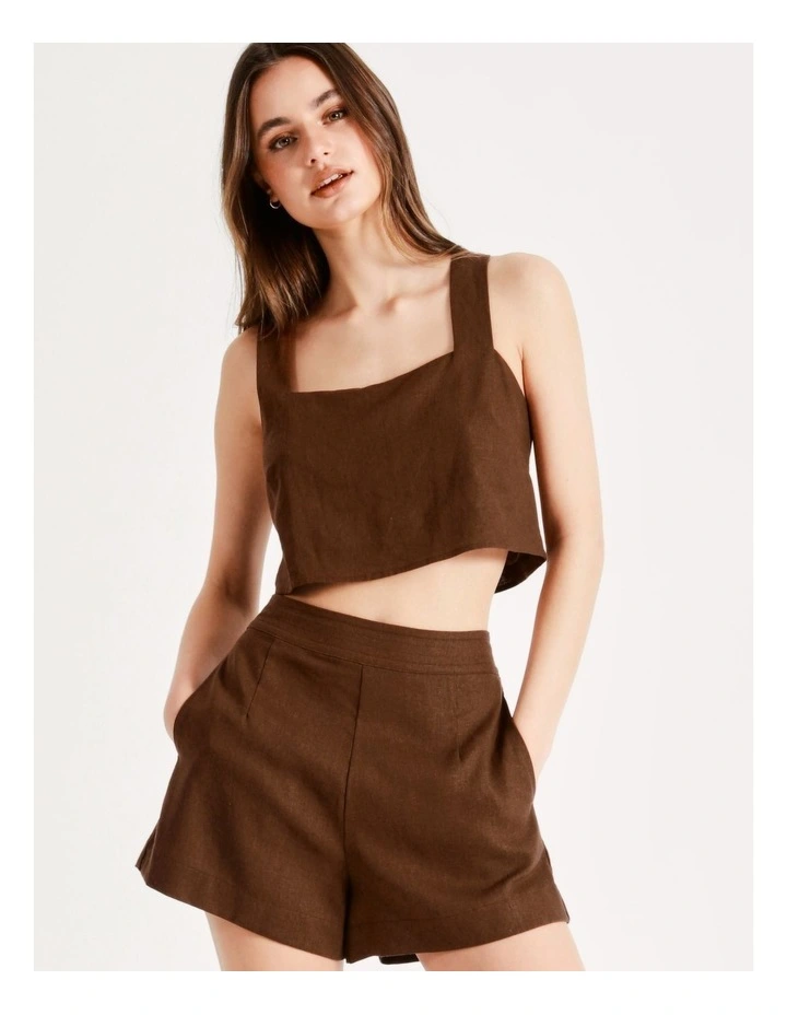 Budget βοΈ Miss Shop Linen Tailored Short In Dark Brown π 5 Budget βοΈ Miss Shop Linen Tailored Short In Dark Brown π - Image 3