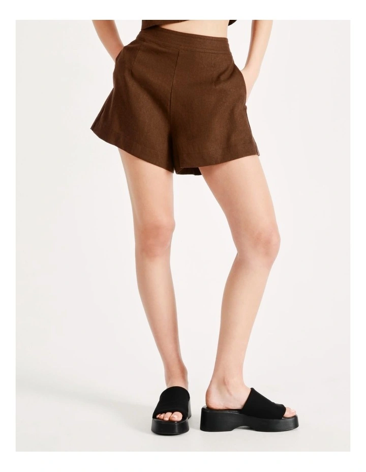 Budget βοΈ Miss Shop Linen Tailored Short In Dark Brown π 7 Budget βοΈ Miss Shop Linen Tailored Short In Dark Brown π - Image 5
