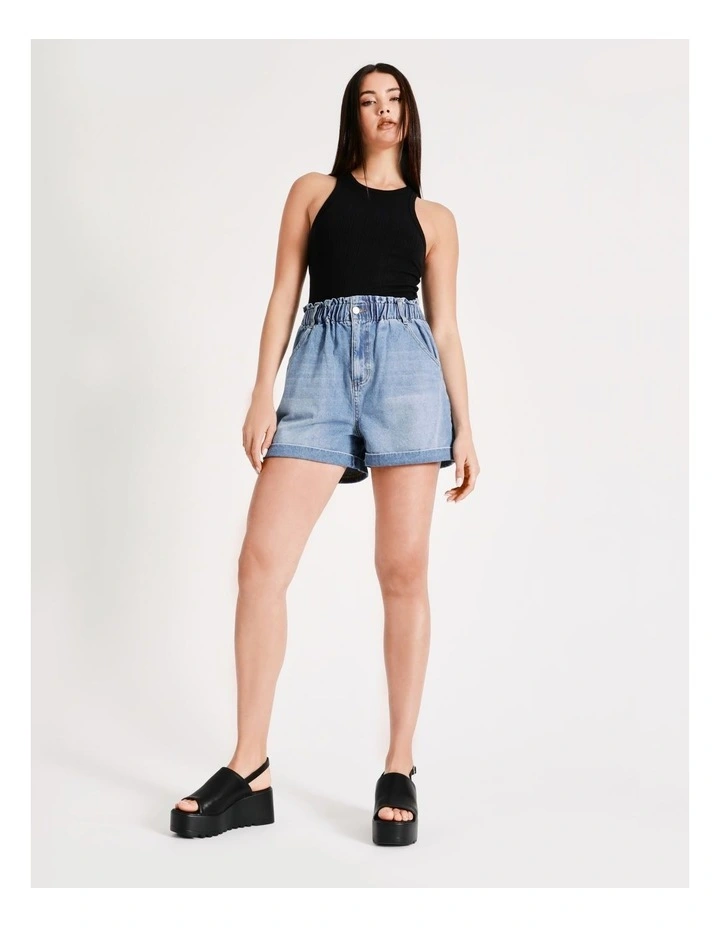 Discount π Miss Shop Recycled Blend Paperbag Denim Short In True Blue β 4 Discount π Miss Shop Recycled Blend Paperbag Denim Short In True Blue β - Image 2