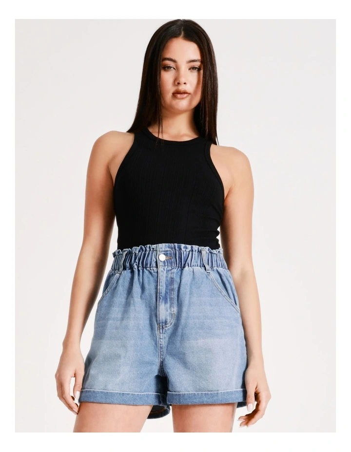 Discount π Miss Shop Recycled Blend Paperbag Denim Short In True Blue β 6 Discount π Miss Shop Recycled Blend Paperbag Denim Short In True Blue β - Image 4