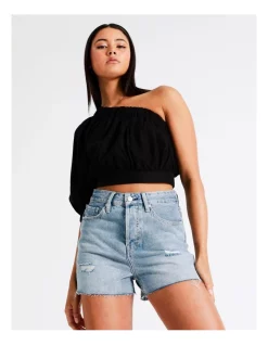 Brand new 👍 Miss Shop Recycled Blend Raw Hem Denim Short In Blue ⭐