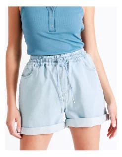 Best deal ⌛ Grab Denim Recycled Blend Knitted Denim Short In Stone Rinse 👍 -shorts-casual Sales Store unnamed file 1974