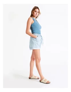 Best deal ⌛ Grab Denim Recycled Blend Knitted Denim Short In Stone Rinse 👍 -shorts-casual Sales Store unnamed file 1975