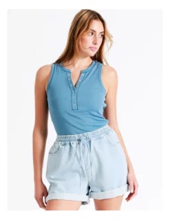 Best deal ⌛ Grab Denim Recycled Blend Knitted Denim Short In Stone Rinse 👍 -shorts-casual Sales Store unnamed file 1976