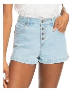 Promo 😉 Roxy Holiday High Waist Denim Shorts In Blue ✨