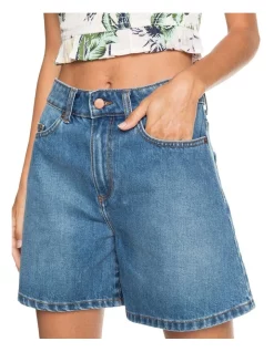 Best deal 👏 Roxy MORNING SPLENDOUR Denim Bermuda Shorts In Blue 😉