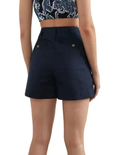 Outlet 🎉 French Connection Linen Pleat Front Short In Navy ✔️ -shorts-casual Sales Store unnamed file 221