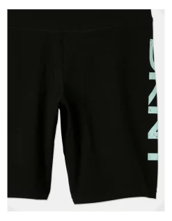 Best Pirce 😍 DKNY Sport Distressed Crackle Logo Bike Short In Black/Aqua ✔️ -shorts-casual Sales Store unnamed file 2781