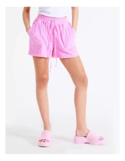 Coupon ⌛ Miss Shop Organic Cotton Blend Jacquard Terry Short In Light Pink 🔥 -shorts-casual Sales Store unnamed file 380