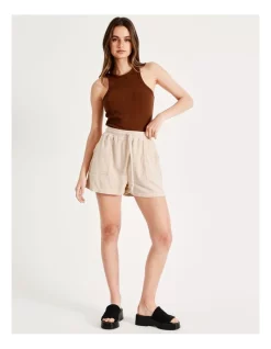 New 🥰 Miss Shop Organic Cotton Blend Terry Short In Beige 👍