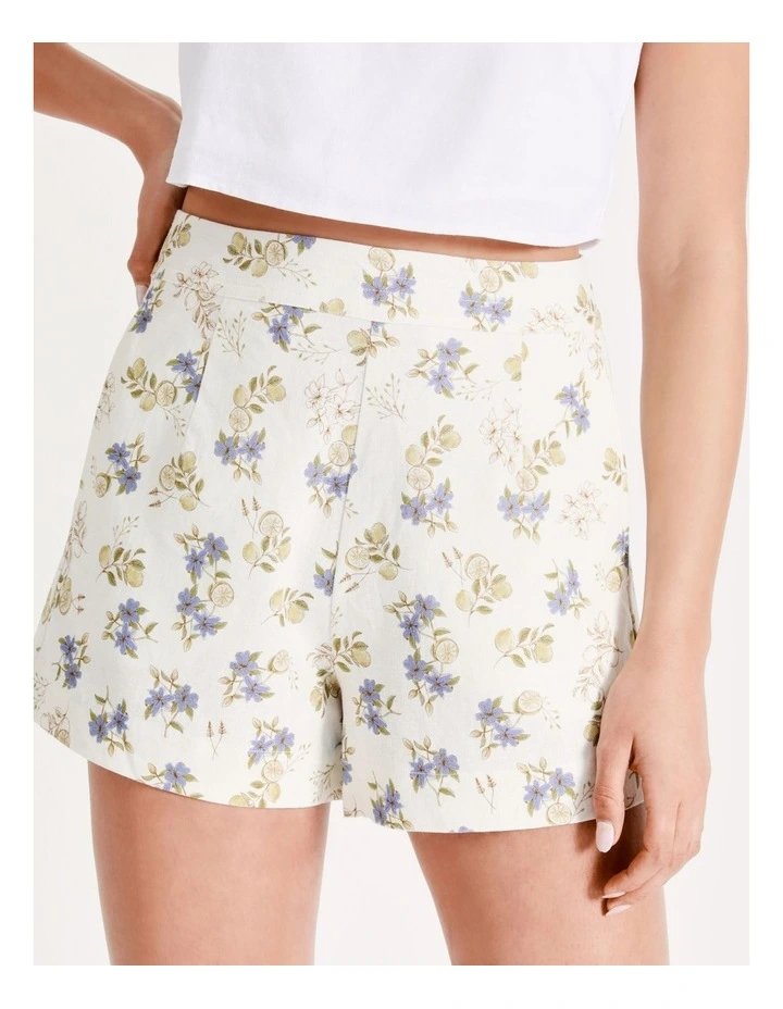 Outlet ✨ Miss Shop Linen Tailored Short In Lemon Flower Print ✨ 6 Outlet ✨ Miss Shop Linen Tailored Short In Lemon Flower Print ✨ - Image 4