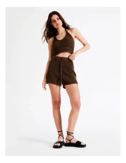 Best Pirce 👏 Miss Shop Organic Cotton Crochet Short In Brown 😍
