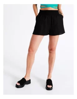 Best Pirce 🥰 Miss Shop Linen Paperbag Shorts In Black 🌟 -shorts-casual Sales Store unnamed file 58