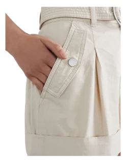 Buy 👍 French Connection Utility Pleat Front Short In Cream ⭐ -shorts-casual Sales Store unnamed file 580