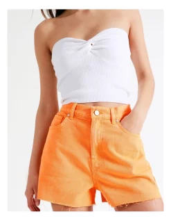 Flash Sale 👏 Miss Shop Recycled Blend Coloured Denim Short In Orange ⭐ -shorts-casual Sales Store unnamed file 598
