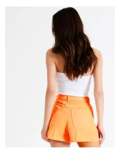 Flash Sale 👏 Miss Shop Recycled Blend Coloured Denim Short In Orange ⭐ -shorts-casual Sales Store unnamed file 602