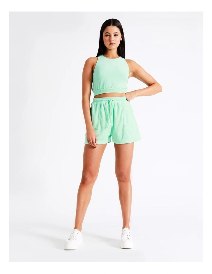 Best Sale ⌛ Miss Shop Organic Cotton Blend Terry Short In Jade ✨ 2 Best Sale ⌛ Miss Shop Organic Cotton Blend Terry Short In Jade ✨