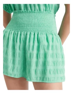 Best reviews of 🎁 Seed Heritage Textured Gingham Shirred Waist Short In Green ❤️