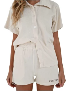 Promo 🥰 Ambition The Label Organic Cotton Shorts In Beige 🔥